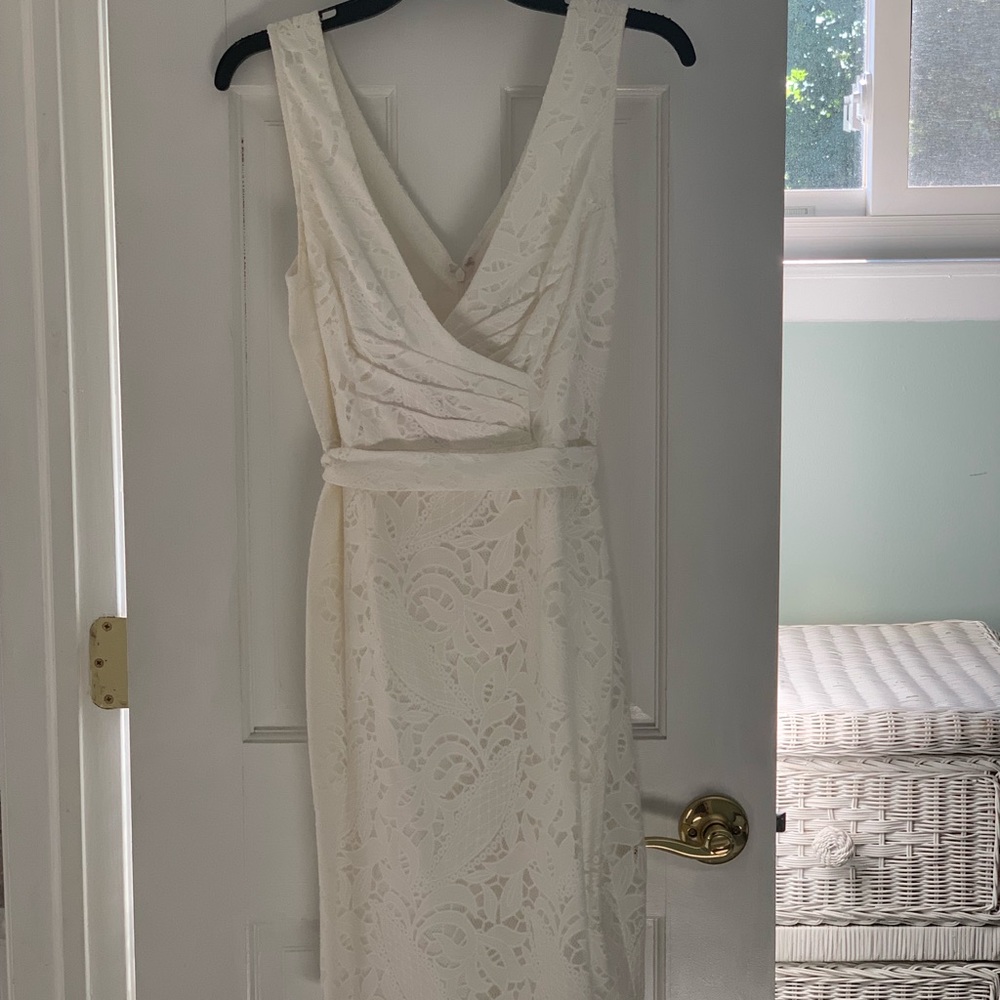 White floral print lace dress